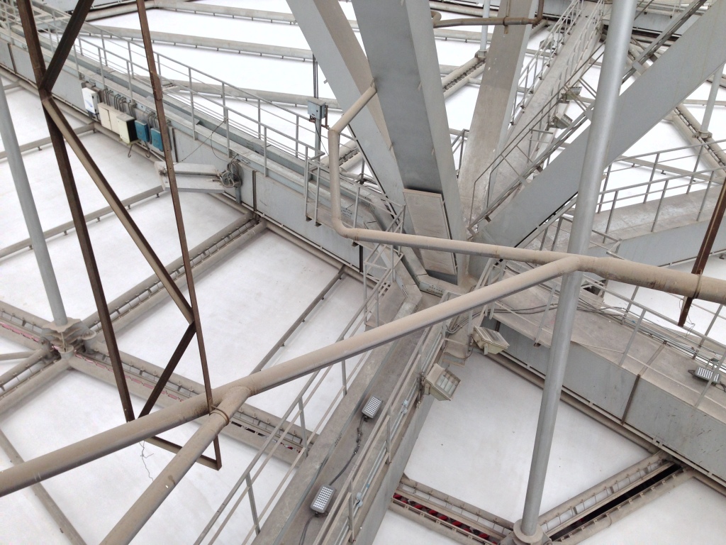 Climbing to the roof of the Bird's Nest.